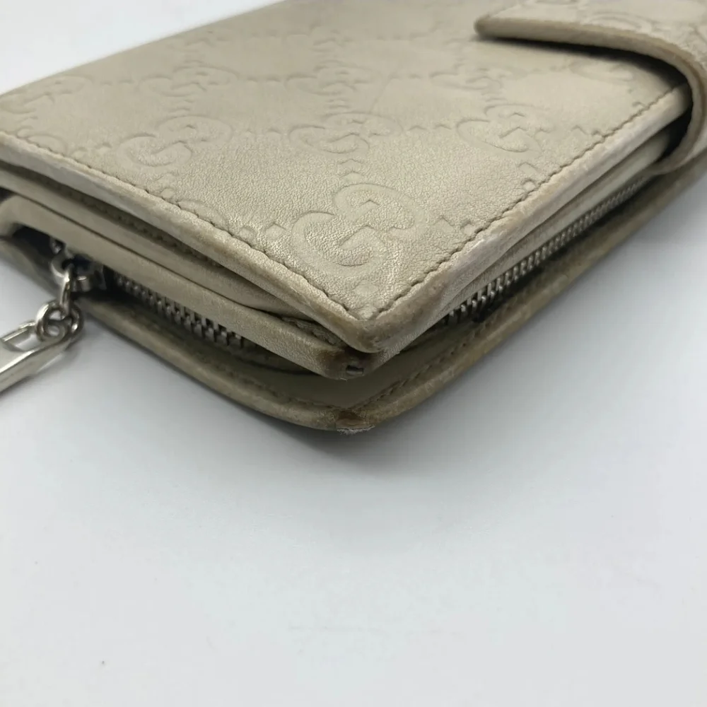 🤍🔹️GUCCI🔹️ purse long Cow Leather wallet Guccissima ivory - Picture 7 of 17